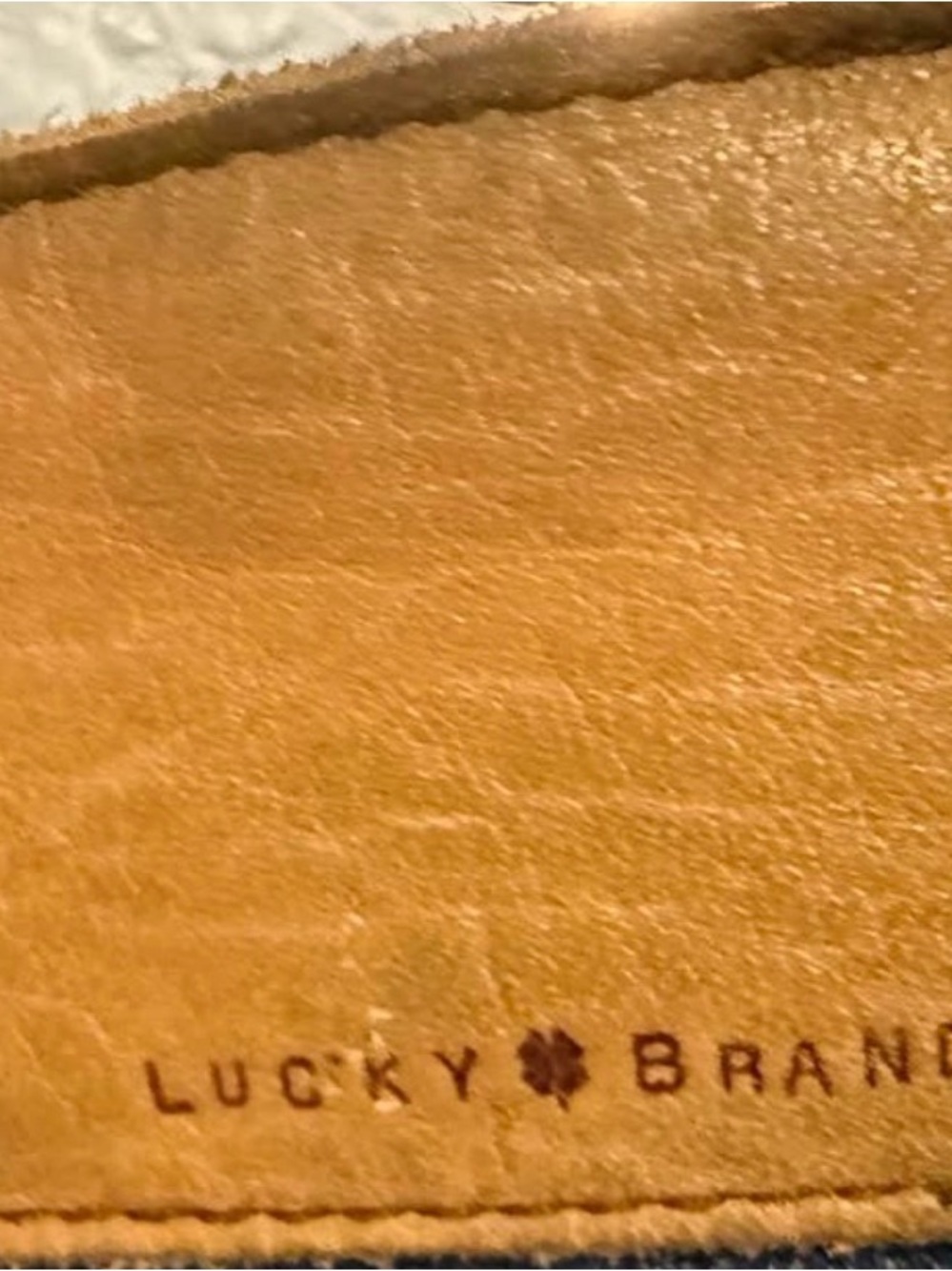 Lucky Brand Tan Leather Wallet Insert with Logo Stamp